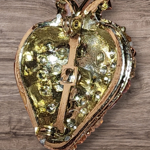 Vintag Strawberry Aurora Borealis Rhinestones Petite Brooch/Pin - Picture 9 of 9